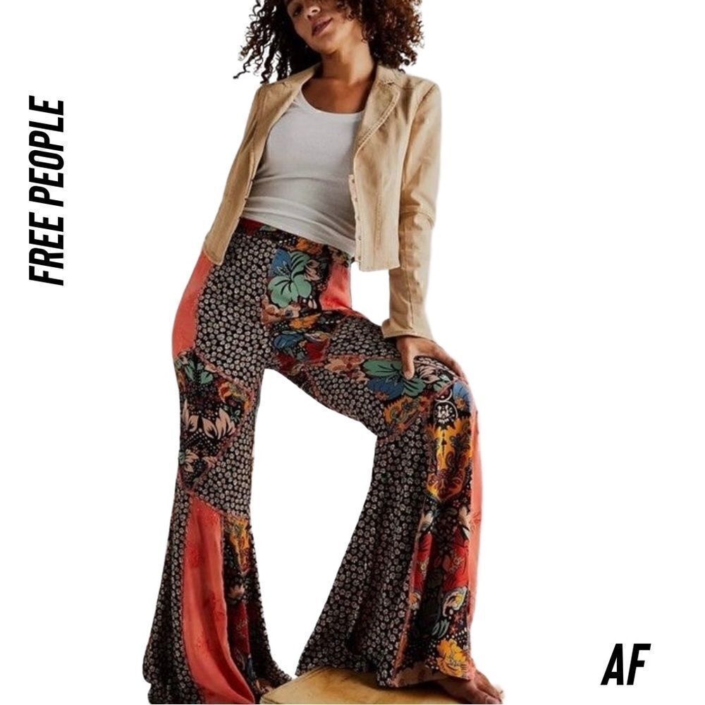 FREE PEOPLE CANCUN FLY BELLBOTTOM PANTS NEW FLORAL SMALL